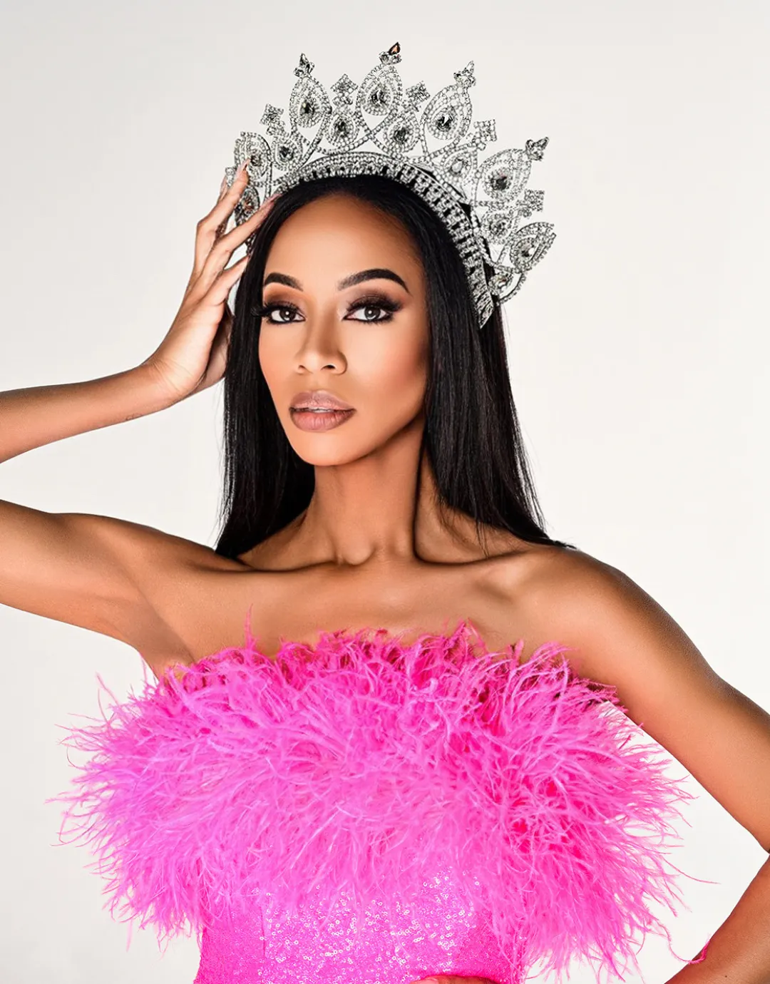 Keres Hot Pink Strapless Cocktail Dress with Ostrich Feathers | Debbie Carroll Designs
