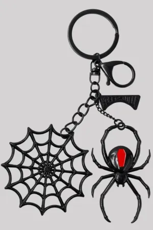 Kreepsville Black Widow Web Charm Keychain – Gothic Spider