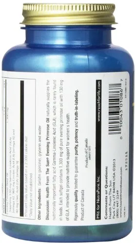 La Salud desde el sun Evening Primrose Oil 1300 mg, 60-Count (Pack de 2)