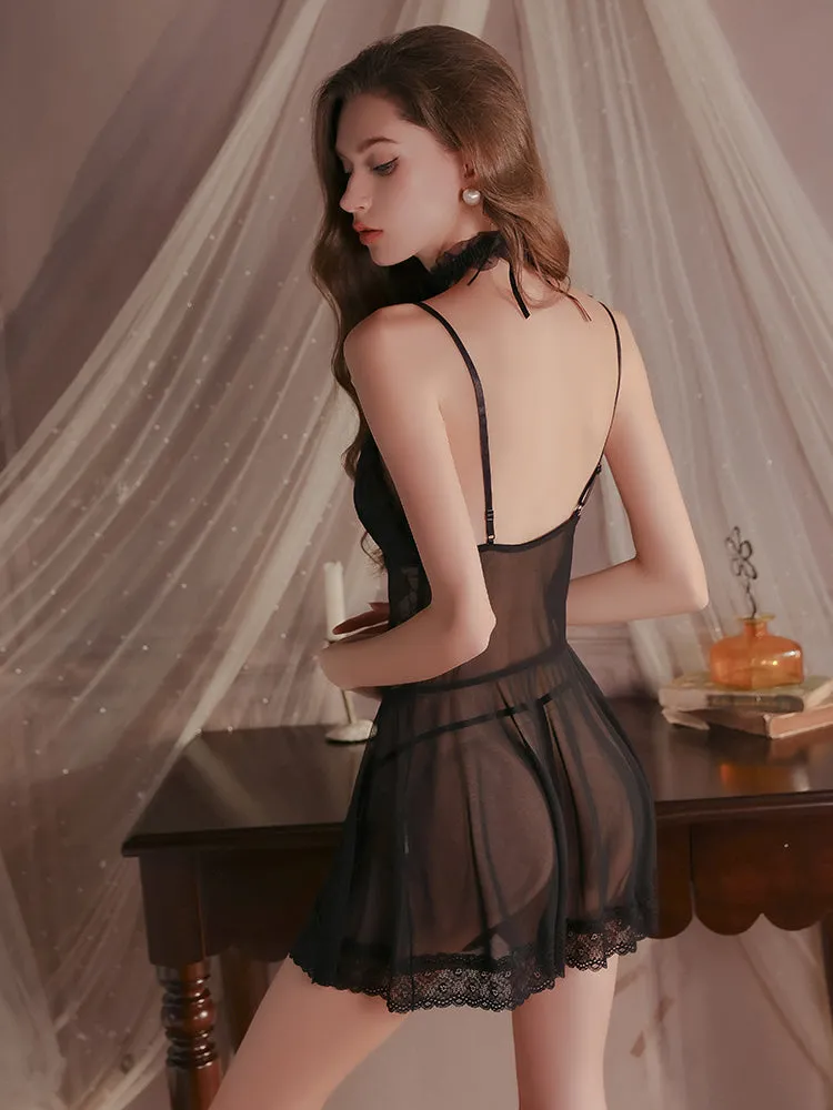Lace Sheer Bodice Chemise Dress