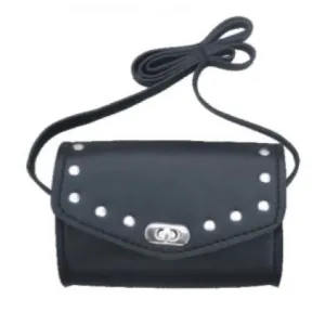 Ladies Black PVC Studded Shoulder Bag