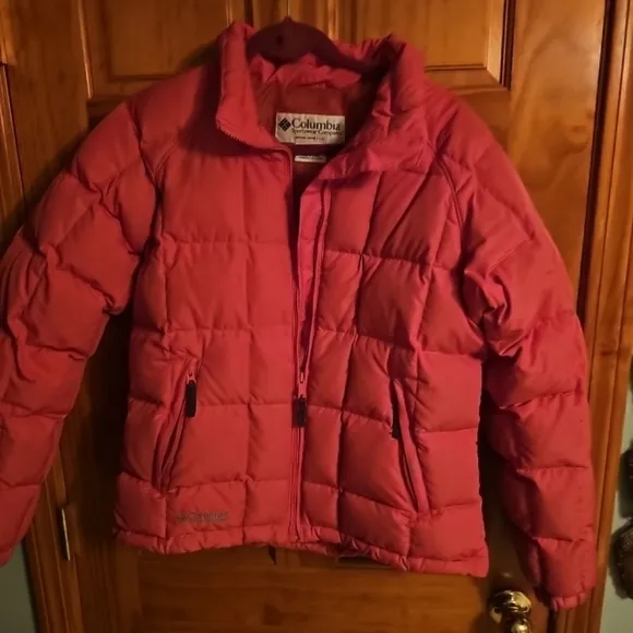 Ladies Columbia Pink Puffer Jacket Quilted Down Insulation