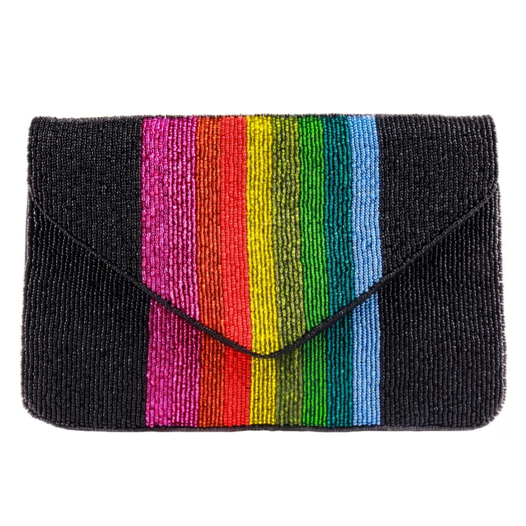 Ladies Rainbow Beaded Clutch