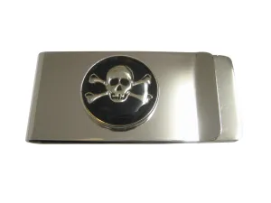 Large Round Black Skull Pendant Money Clip