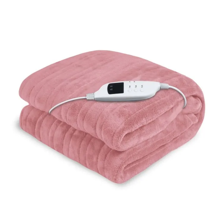 LAURA HILL HEATED ELECTRIC BLANKET THROW RUG CORAL WARM FLEECE PINK