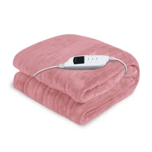 LAURA HILL HEATED ELECTRIC BLANKET THROW RUG CORAL WARM FLEECE PINK