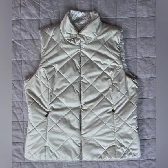 Lauren Ralph Lauren Ivory Reversible Faux Fur/Quilted Vest - XL