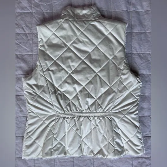 Lauren Ralph Lauren Ivory Reversible Faux Fur/Quilted Vest - XL