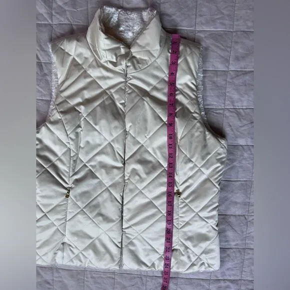 Lauren Ralph Lauren Ivory Reversible Faux Fur/Quilted Vest - XL