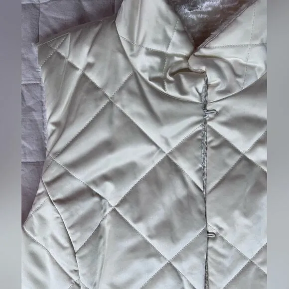 Lauren Ralph Lauren Ivory Reversible Faux Fur/Quilted Vest - XL