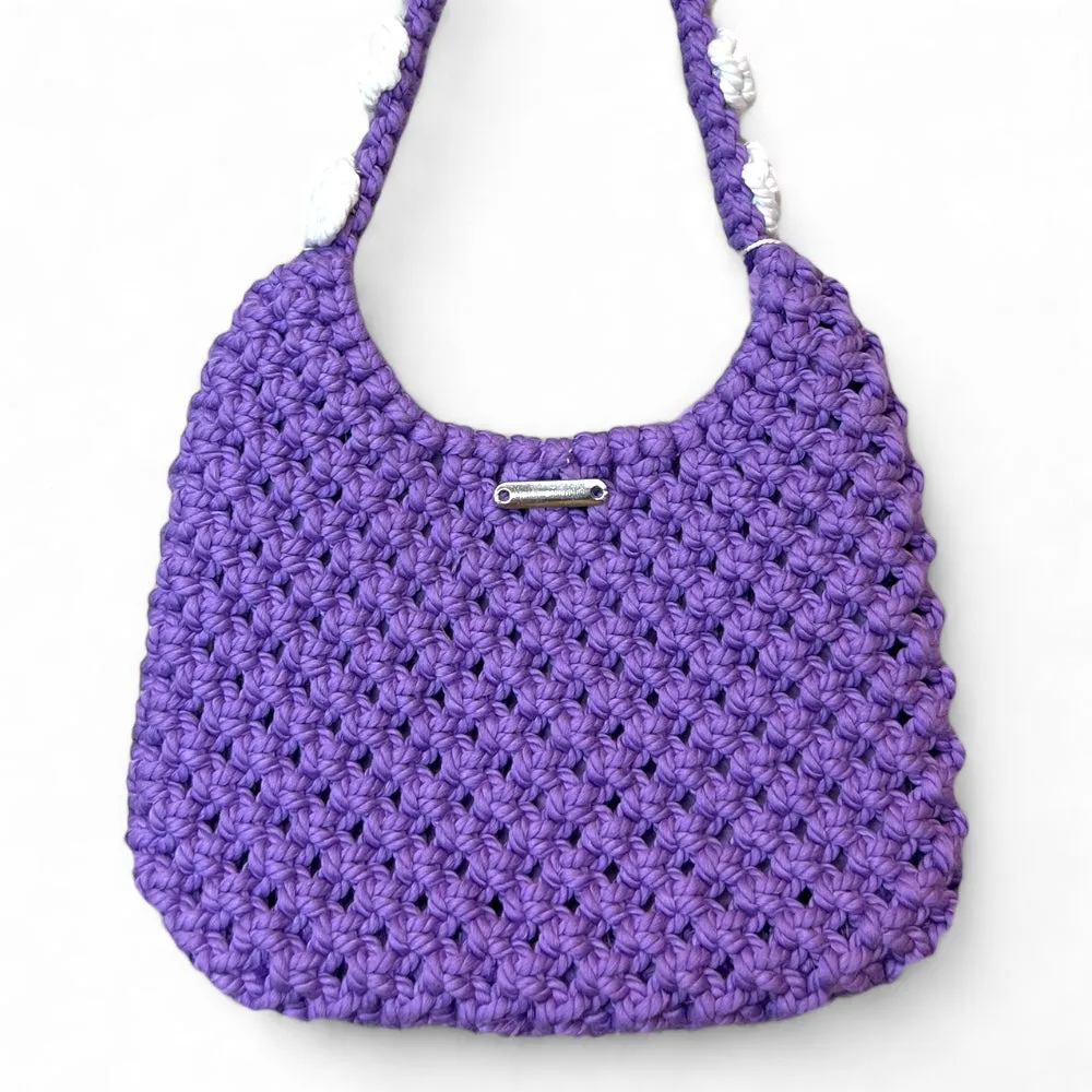 Lavander & White Macrame Shoulder Bag