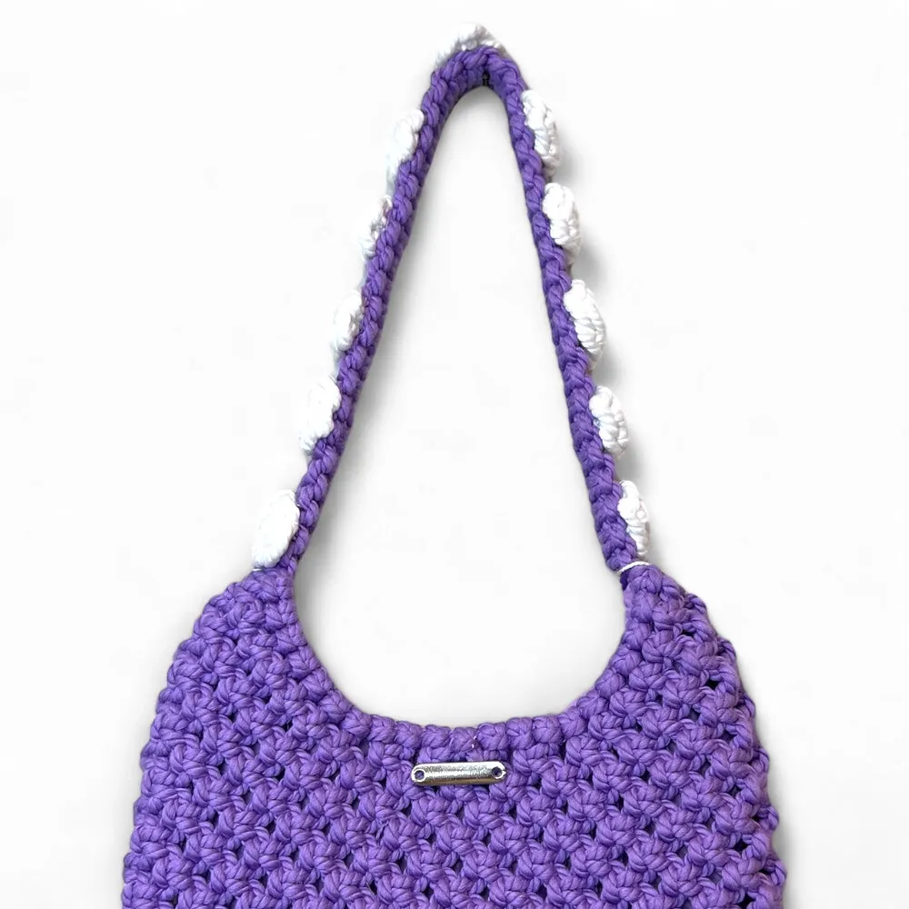 Lavander & White Macrame Shoulder Bag