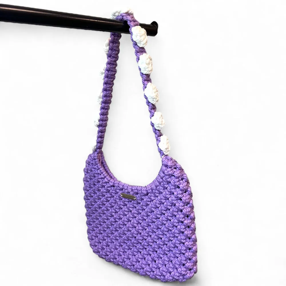Lavander & White Macrame Shoulder Bag