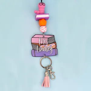 Library Printed Shape Acrylic Lanyard