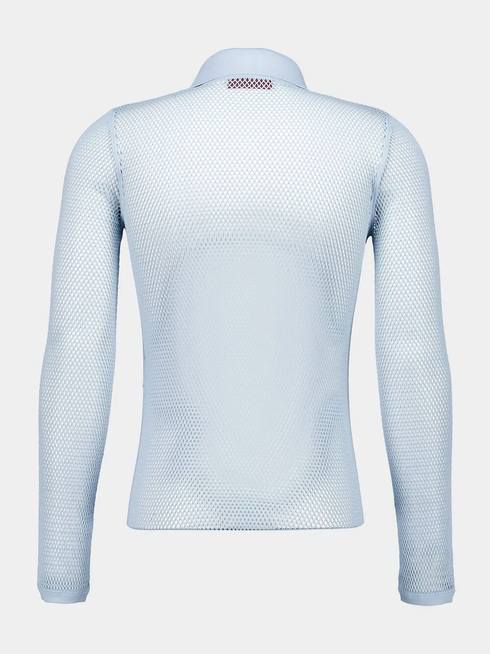 Light Blue Embossed Technical Mesh Polo