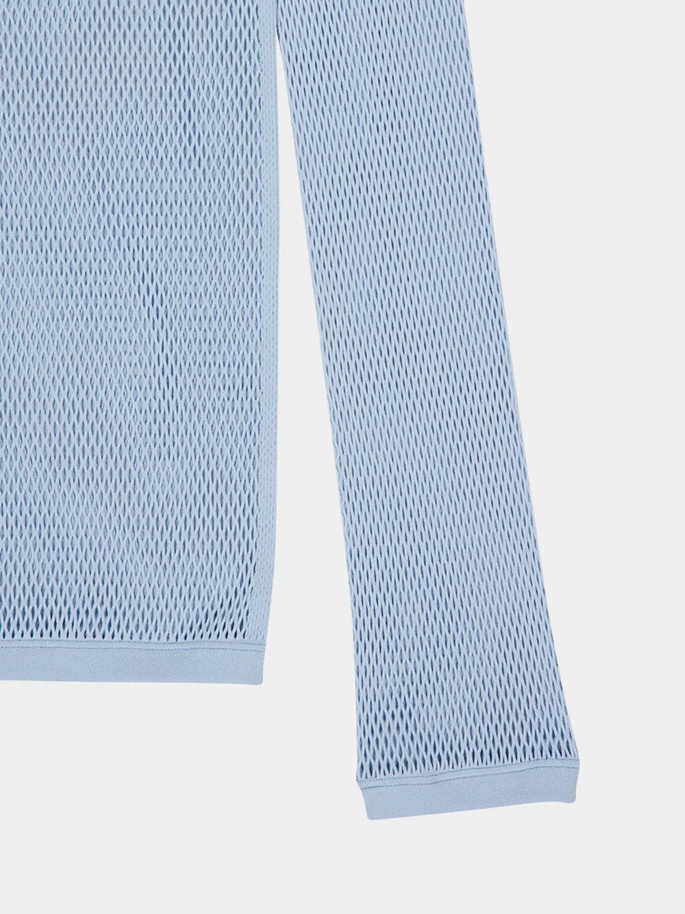 Light Blue Embossed Technical Mesh Polo