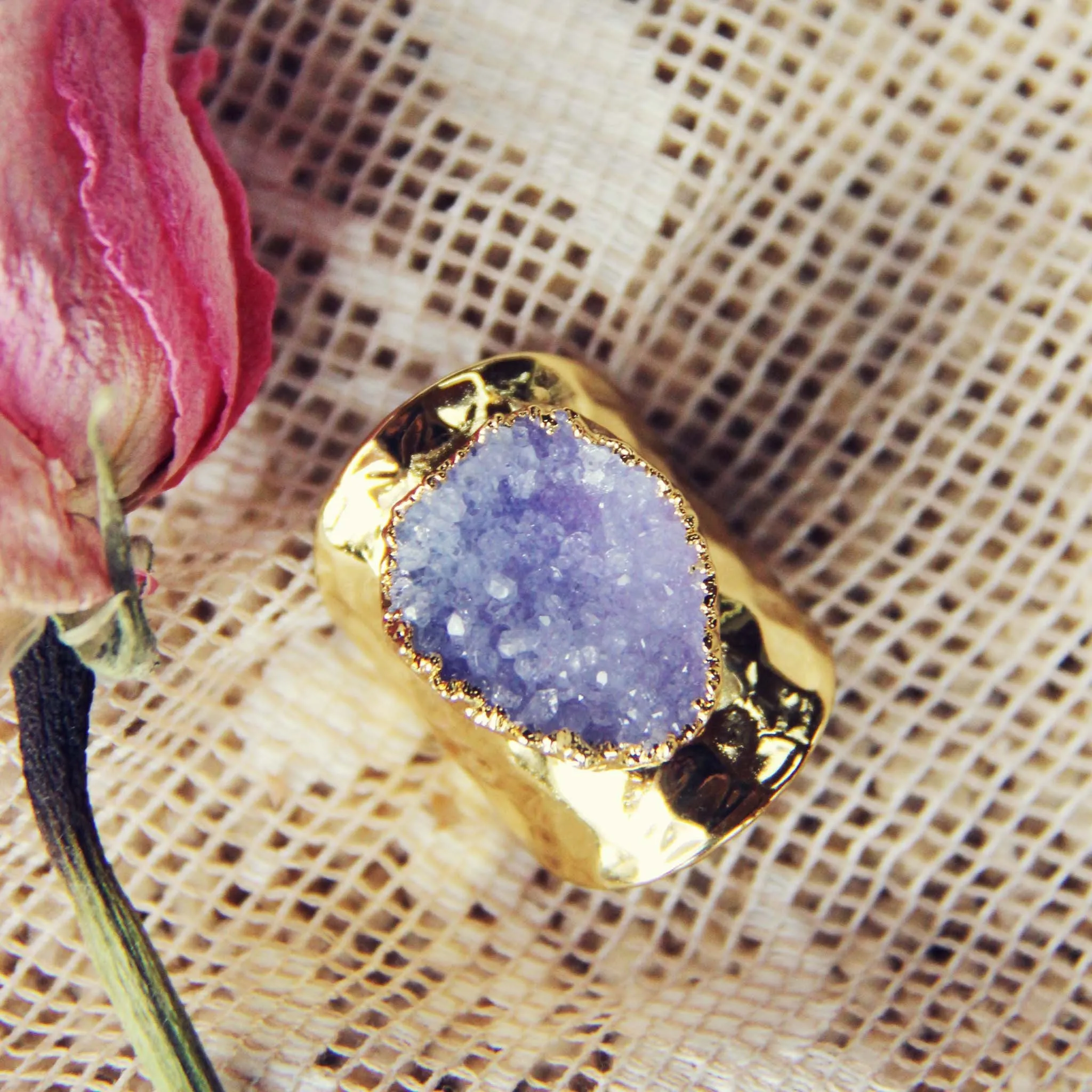 Lilac & Druzy Ring