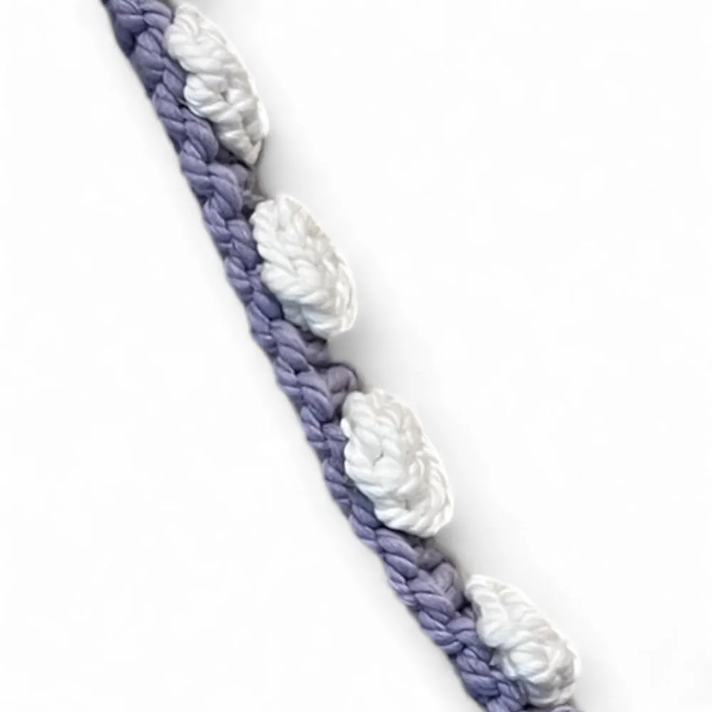 Lilac & White Floral Macrame Shoulder Bag