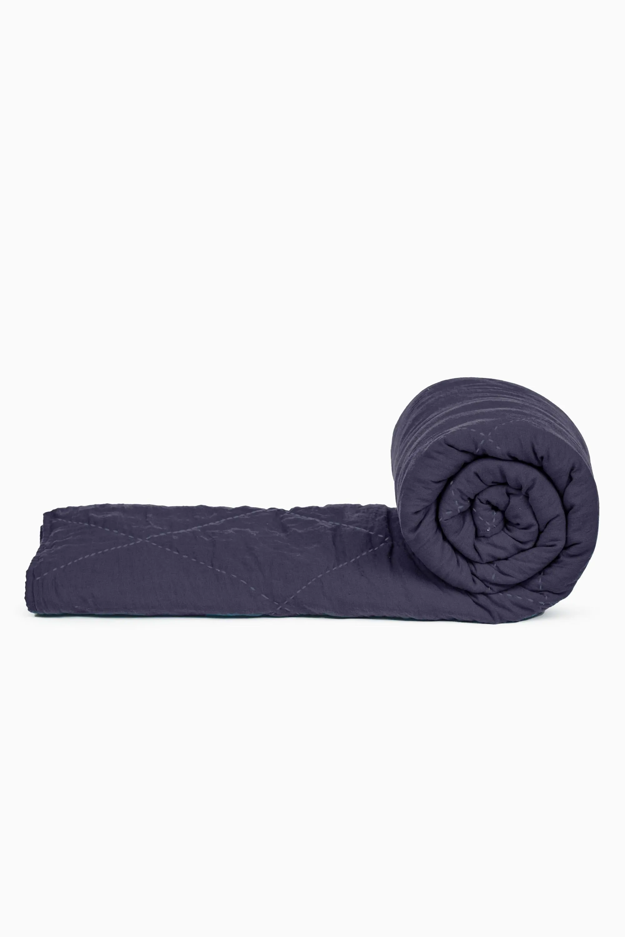 Linen Monotone Hand Quilted Quilt-Angora White