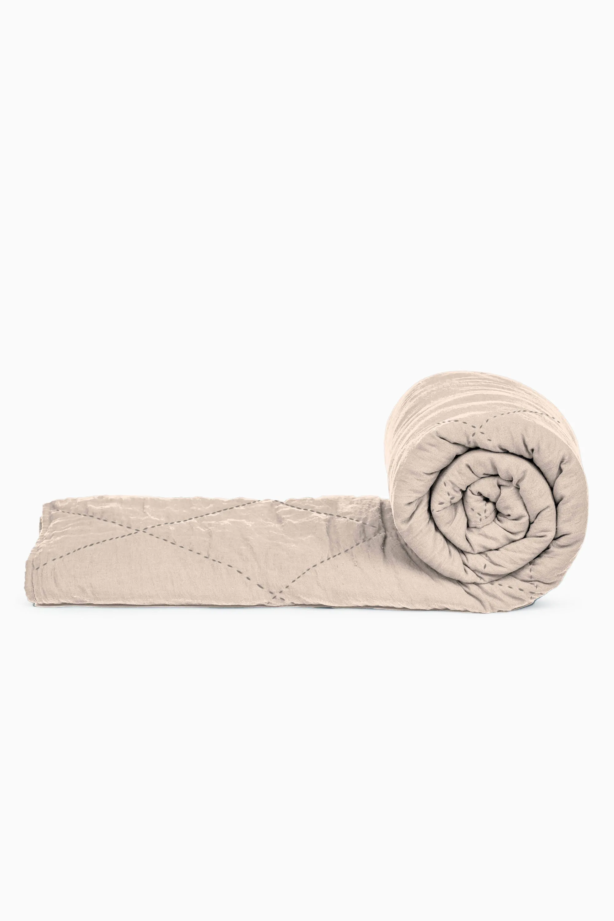 Linen Vibrant Hand Quilted Quilt-Vanilla Sky
