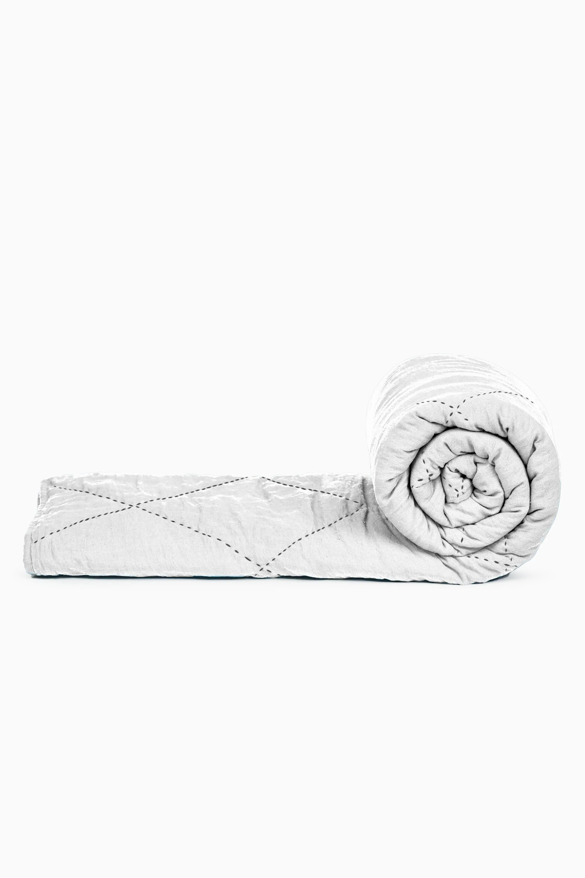 Linen Vibrant Hand Quilted Quilt-Vanilla Sky