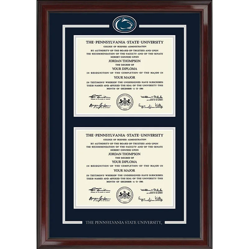 Lion Spirit Encore Penn State Double Diploma Frame