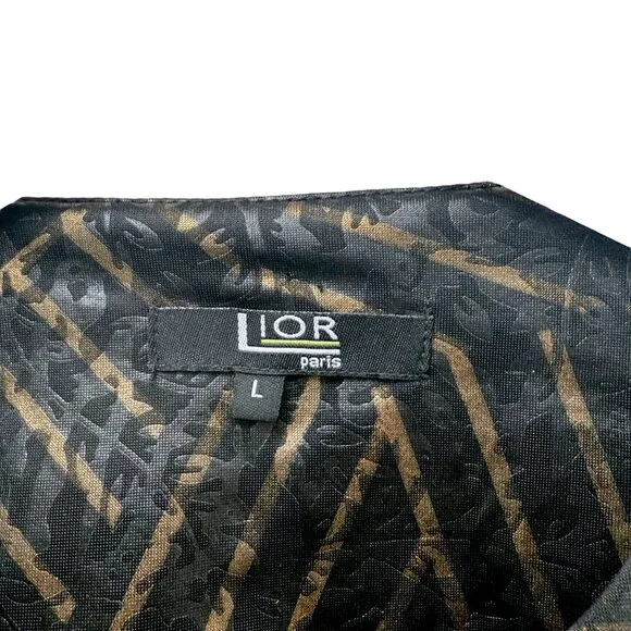 LIOR Paris Jacket Size Large Womens Modern Artsy Black Tan Geo Print