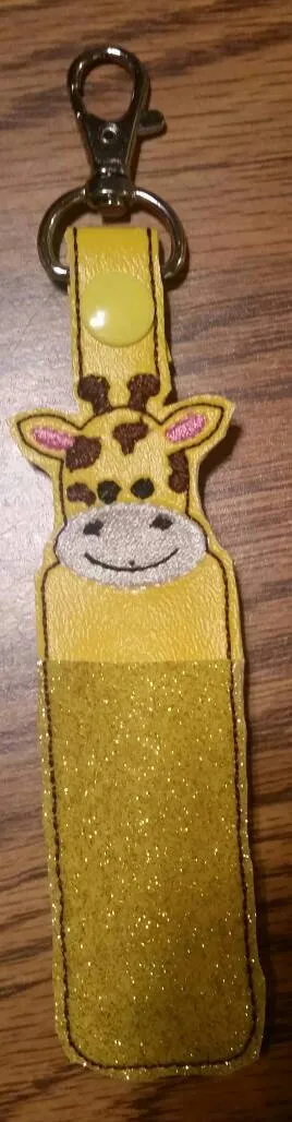 Lip balm holder - giraffe - stocking stuffer - gift - key chain - zoo animal - chapped lips - lip balm cozy - flash drive holder