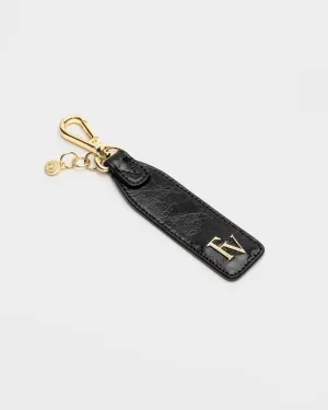 Logo Keychain - Crinkled Leather Black