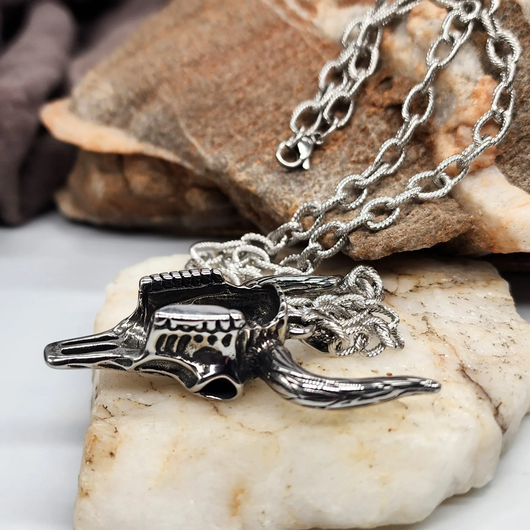 Los Cabos / Bull Skull Chain Necklace For Mens Massive Necklace Hypoallergenic Gift for Man