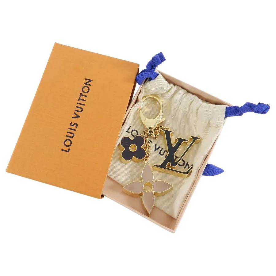 Louis Vuitton Gold Enamel Logo Keychain