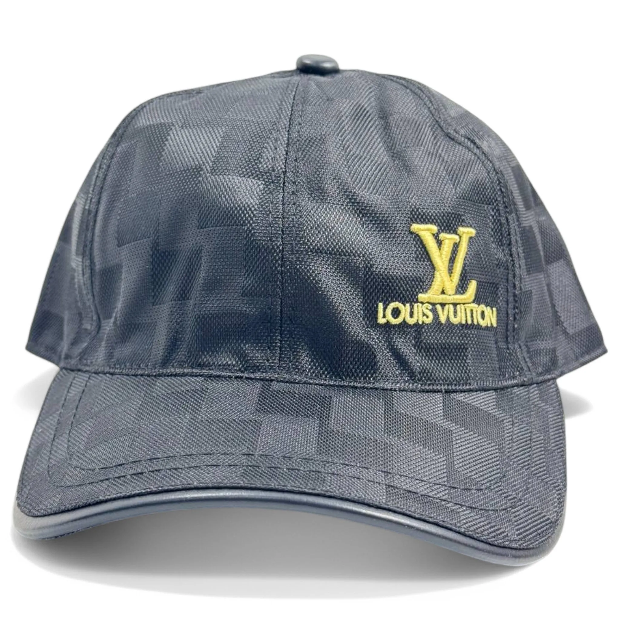 Louis Vuitton Monogram Checkered Cap – Black with Gold Embroidery
