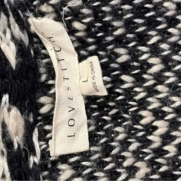 Lovestitch Black and Ecru Open-Front Cardigan Sweater Size‎ Large