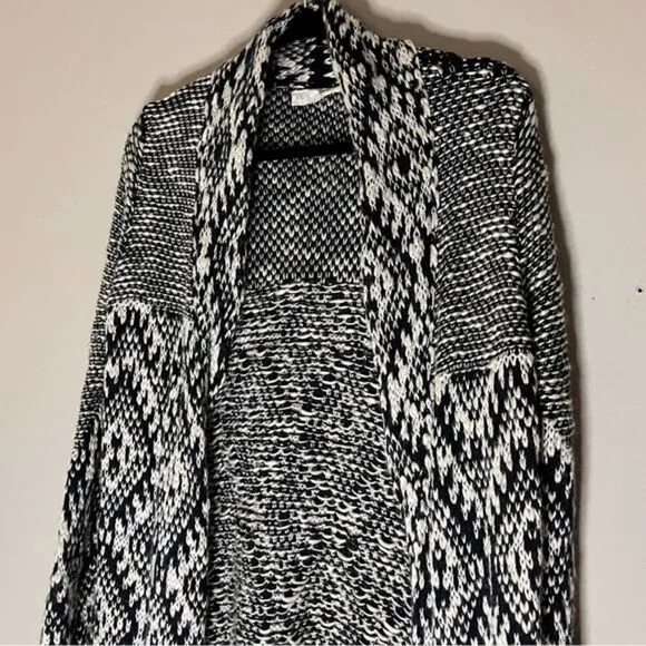 Lovestitch Black and Ecru Open-Front Cardigan Sweater Size‎ Large