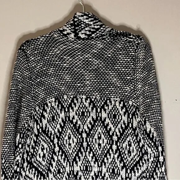 Lovestitch Black and Ecru Open-Front Cardigan Sweater Size‎ Large