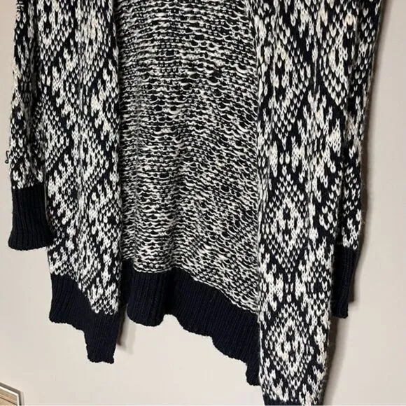 Lovestitch Black and Ecru Open-Front Cardigan Sweater Size‎ Large