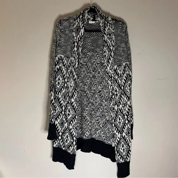 Lovestitch Black and Ecru Open-Front Cardigan Sweater Size‎ Large