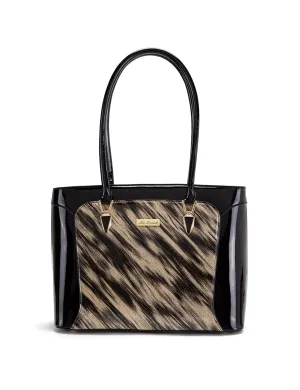 LYRA VEGAN PATENT BAG- XB-2413-GLD/BLK-SALE