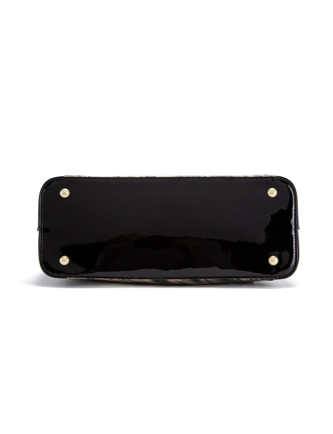 LYRA VEGAN PATENT BAG- XB-2413-GLD/BLK-SALE