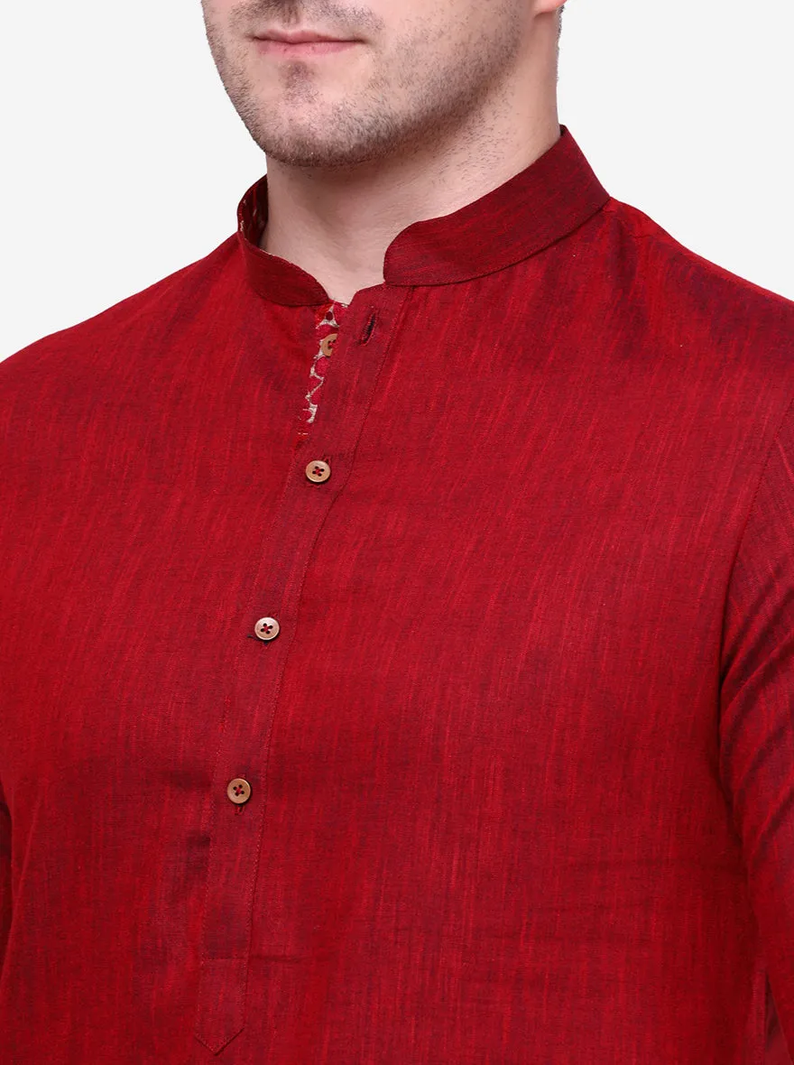 Majestic garnet Pink Solid Kurta | The Kurta Company