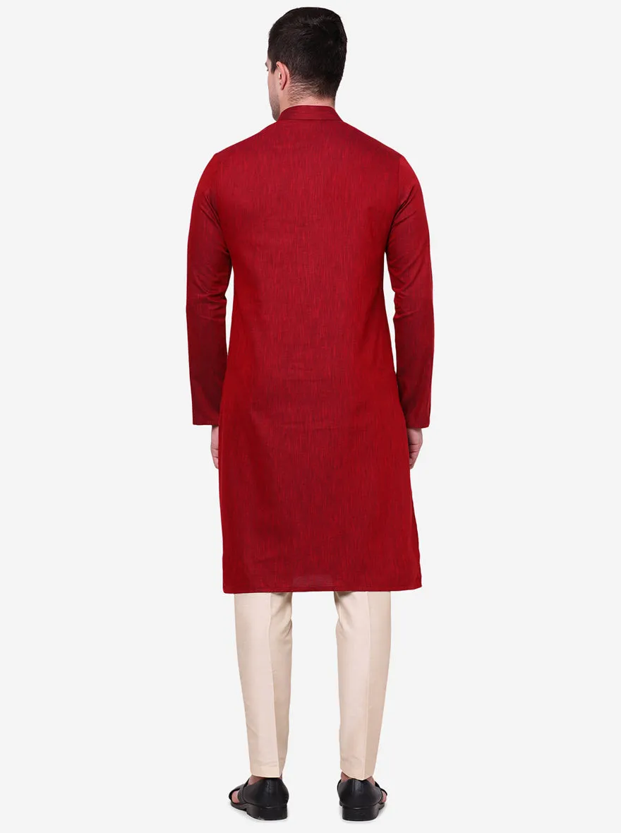 Majestic garnet Pink Solid Kurta | The Kurta Company