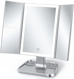 Makeup Mirror 72 LED Mirror 3 Color Lighting Modes, 1x/2x/3x Magnification, Touch Control Design, Portable High Definition Cosmetic Lighted Up Mirror