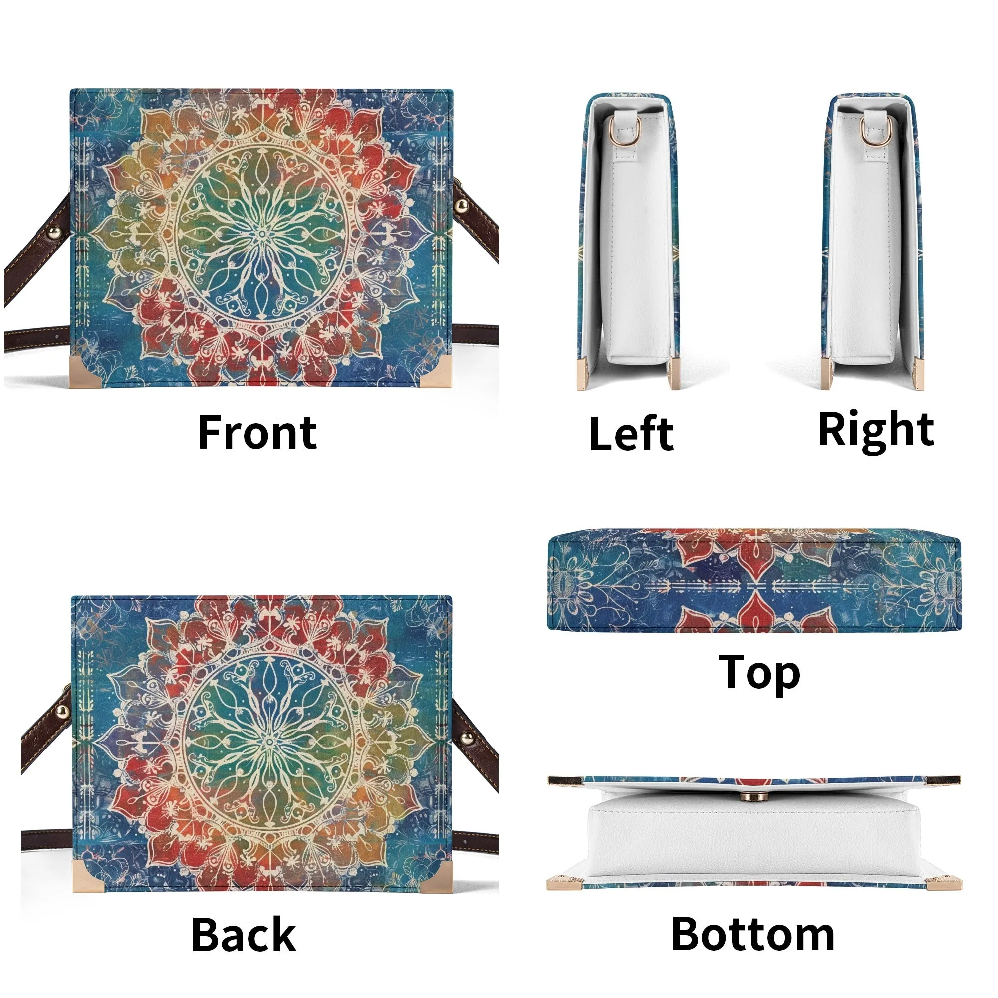 Mandala Bible Cover Purse - Trendy Denim Blue & Rooibos Red Book Bag for Book Lovers, Red White and Blue