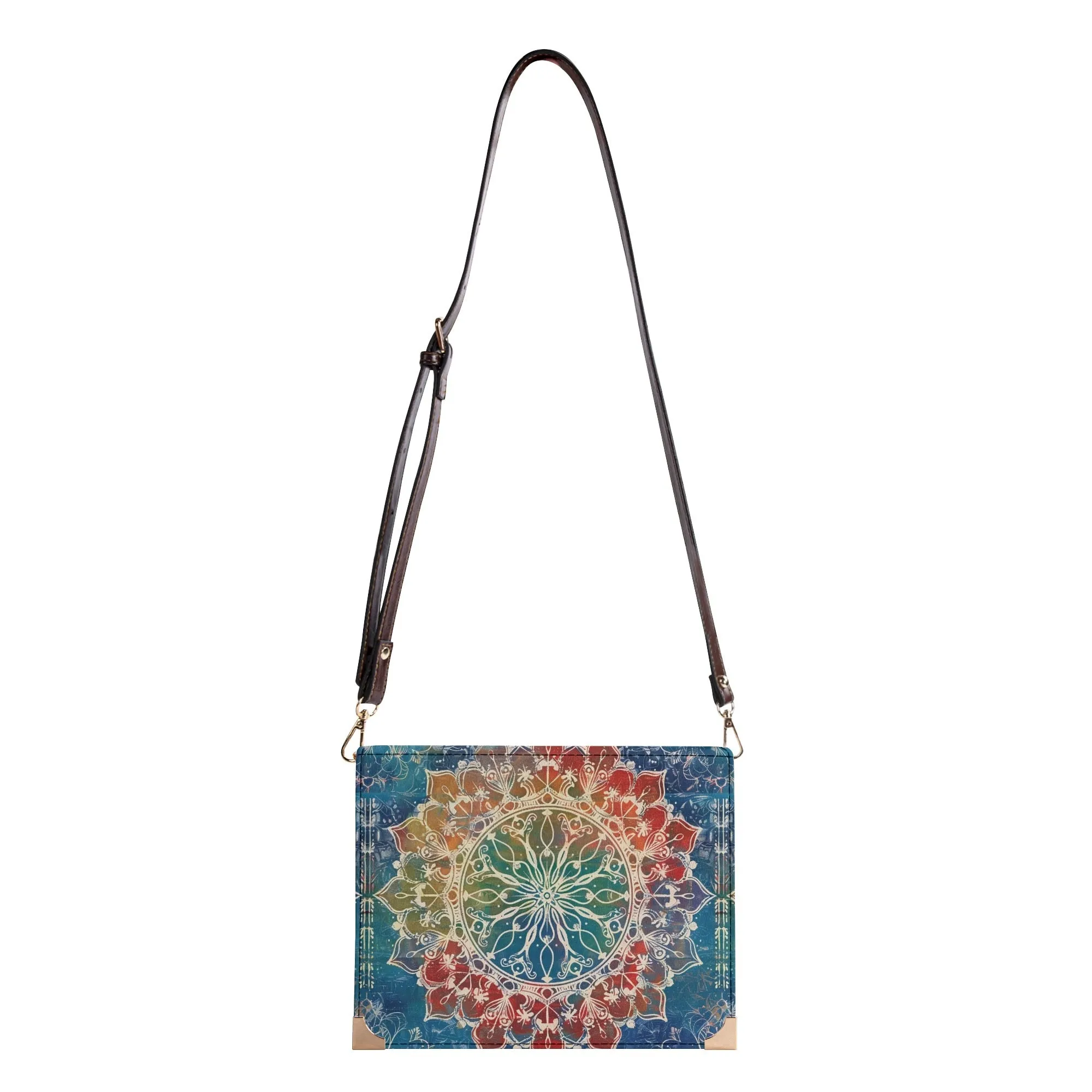 Mandala Bible Cover Purse - Trendy Denim Blue & Rooibos Red Book Bag for Book Lovers, Red White and Blue