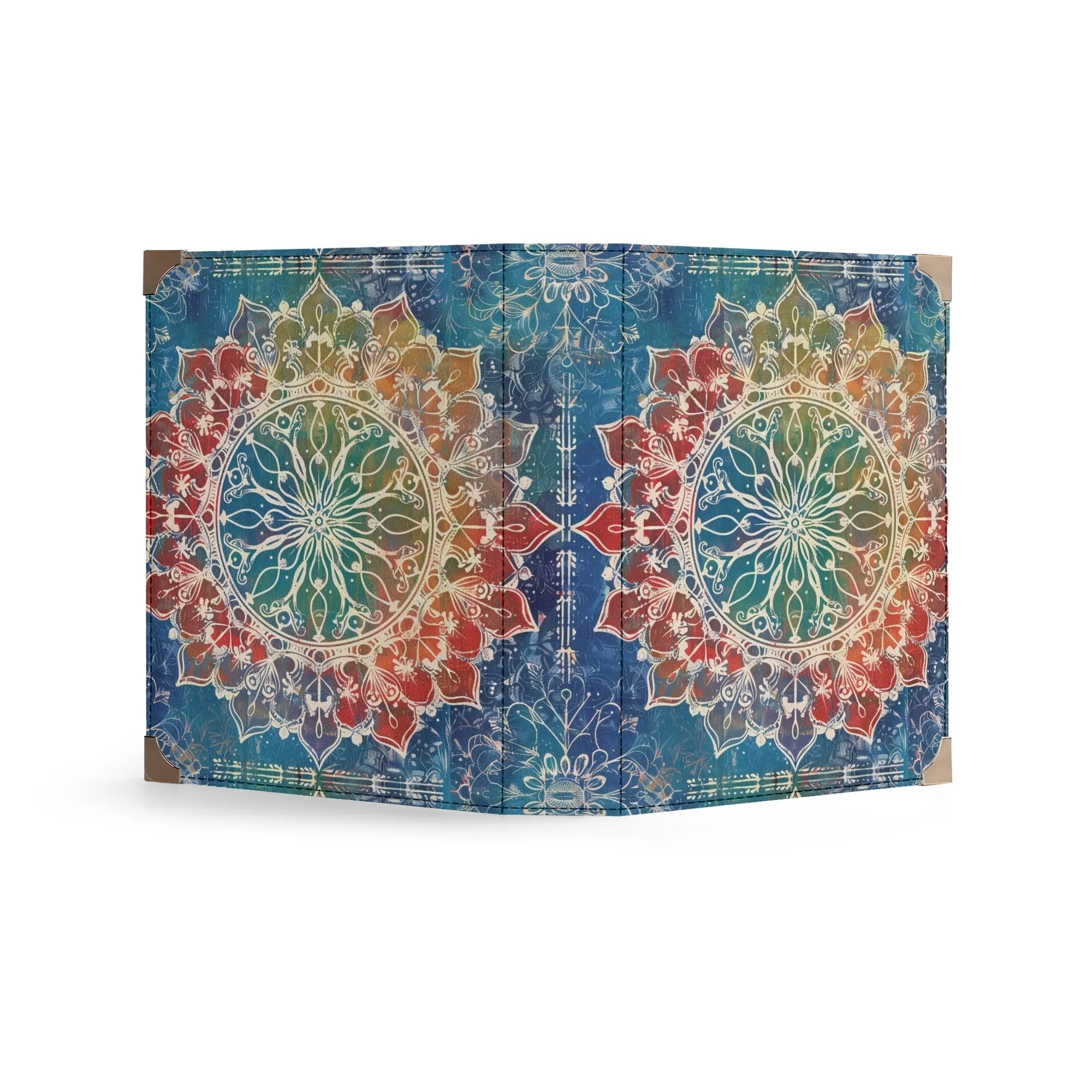 Mandala Bible Cover Purse - Trendy Denim Blue & Rooibos Red Book Bag for Book Lovers, Red White and Blue