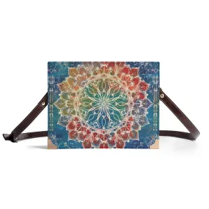 Mandala Bible Cover Purse - Trendy Denim Blue & Rooibos Red Book Bag for Book Lovers, Red White and Blue