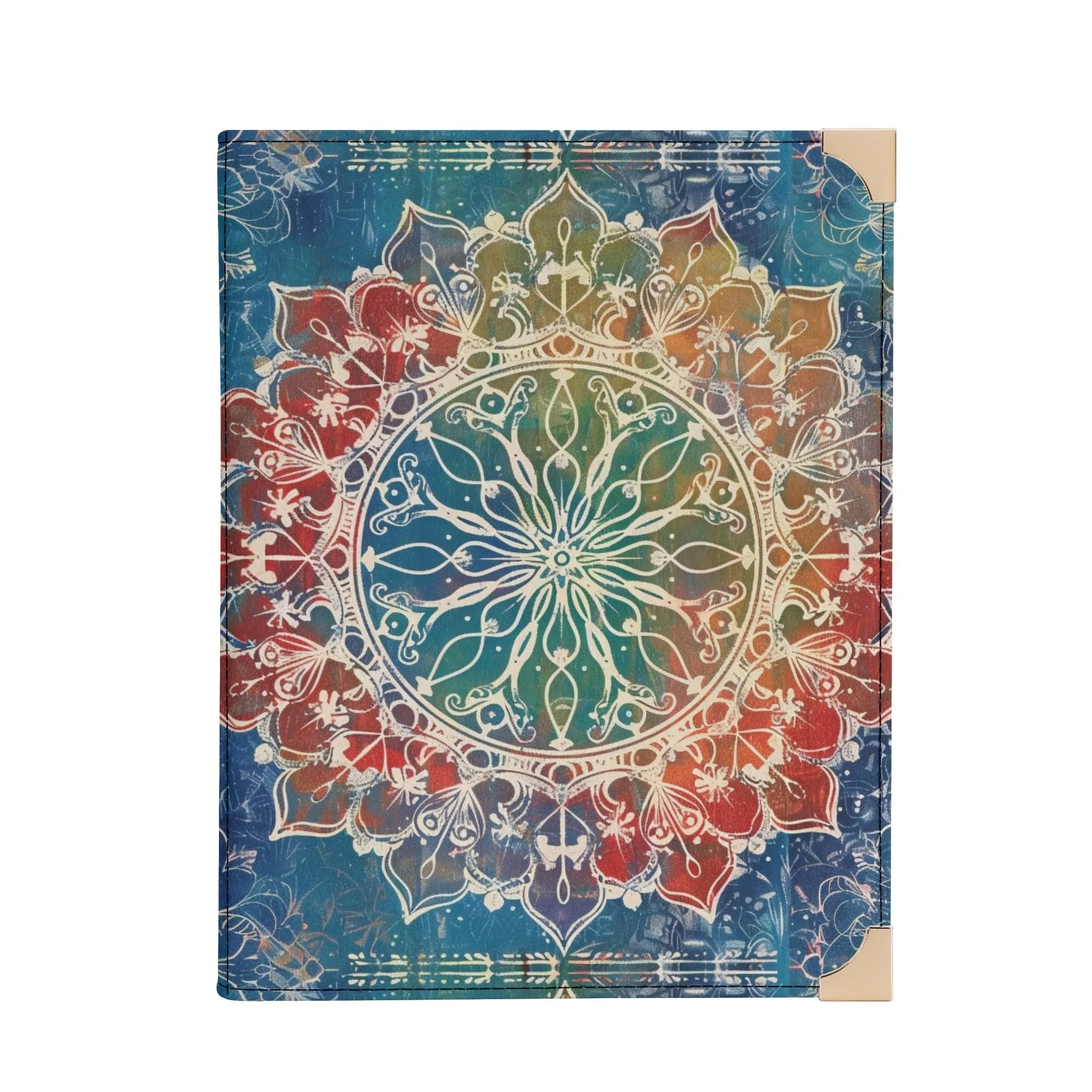Mandala Bible Cover Purse - Trendy Denim Blue & Rooibos Red Book Bag for Book Lovers, Red White and Blue