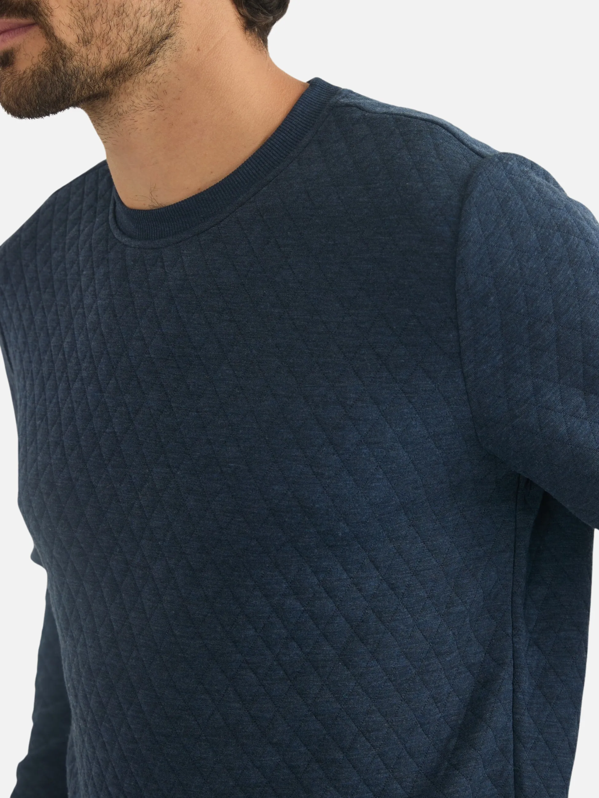 Marine Layer Corbet Quilted Crewneck - Navy