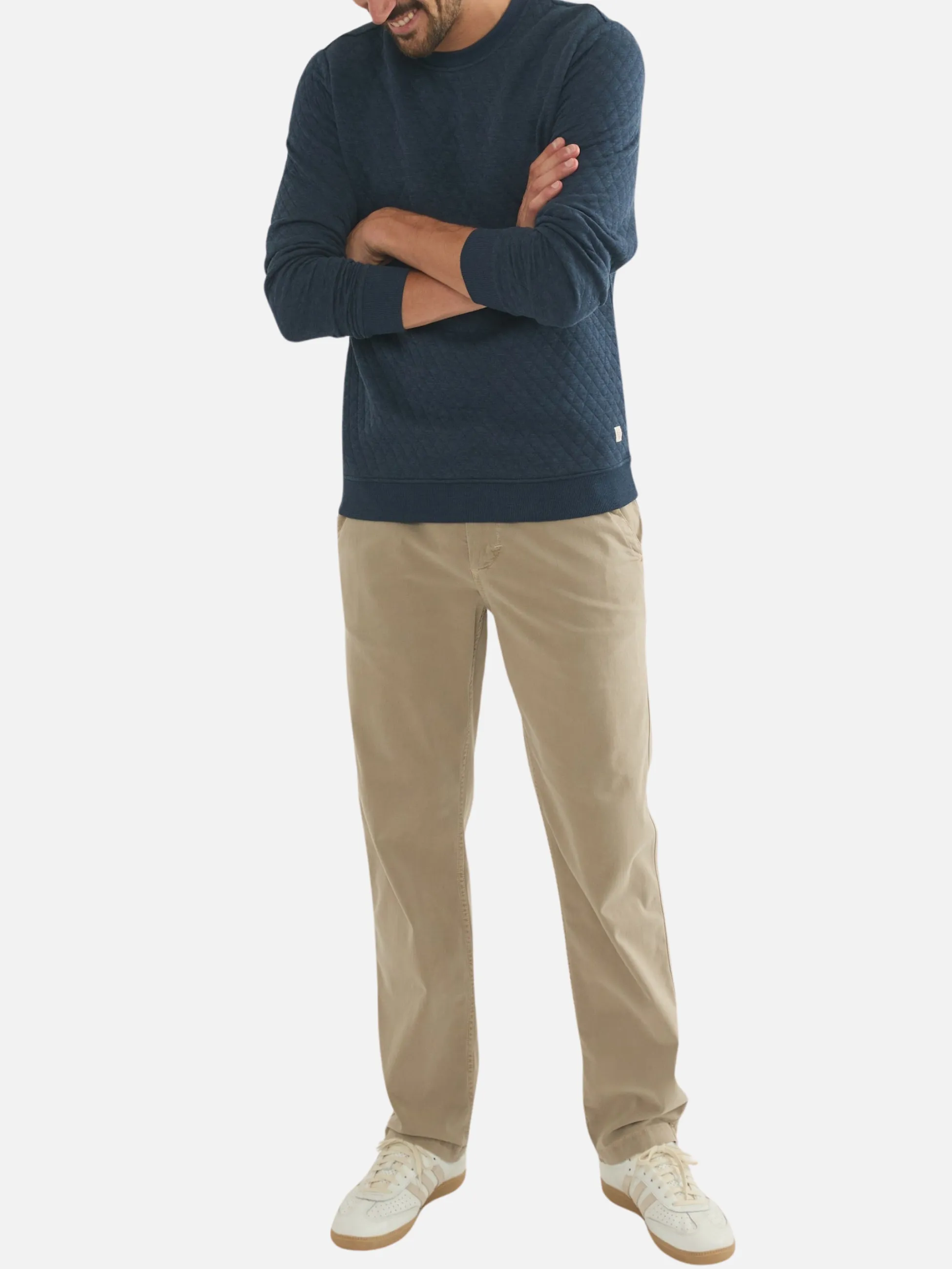 Marine Layer Corbet Quilted Crewneck - Navy