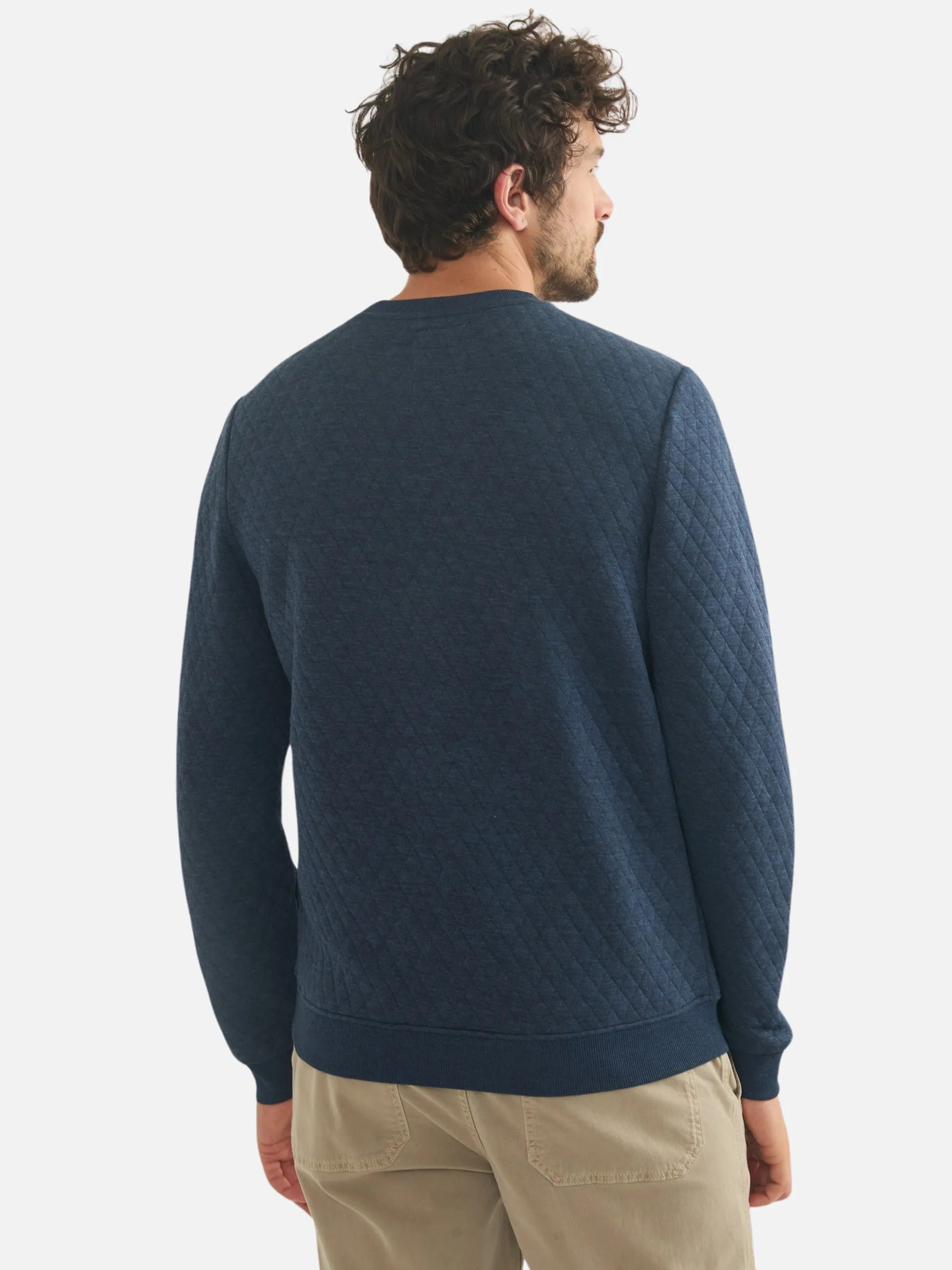 Marine Layer Corbet Quilted Crewneck - Navy
